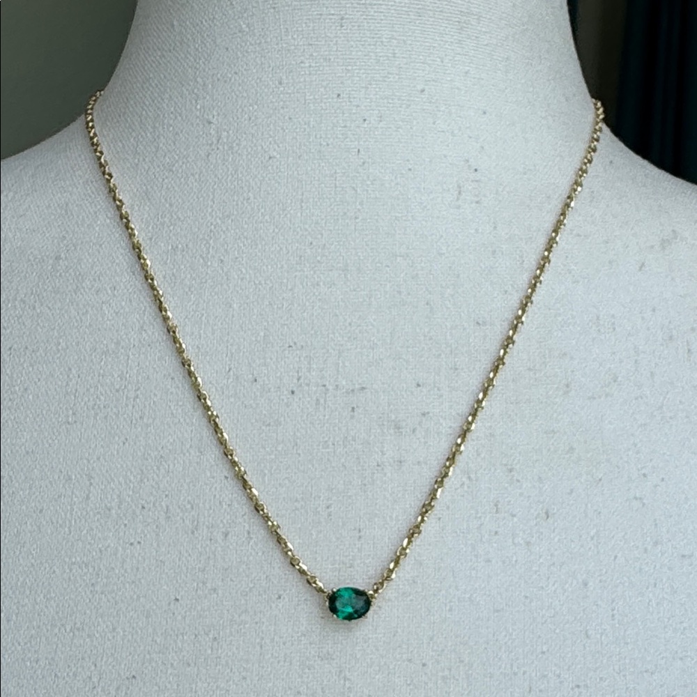 Kendra Scott Gold Chain Necklace with Green Gemstone Pendant - NWOT